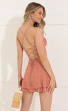Crepe Corset Dress in Coral