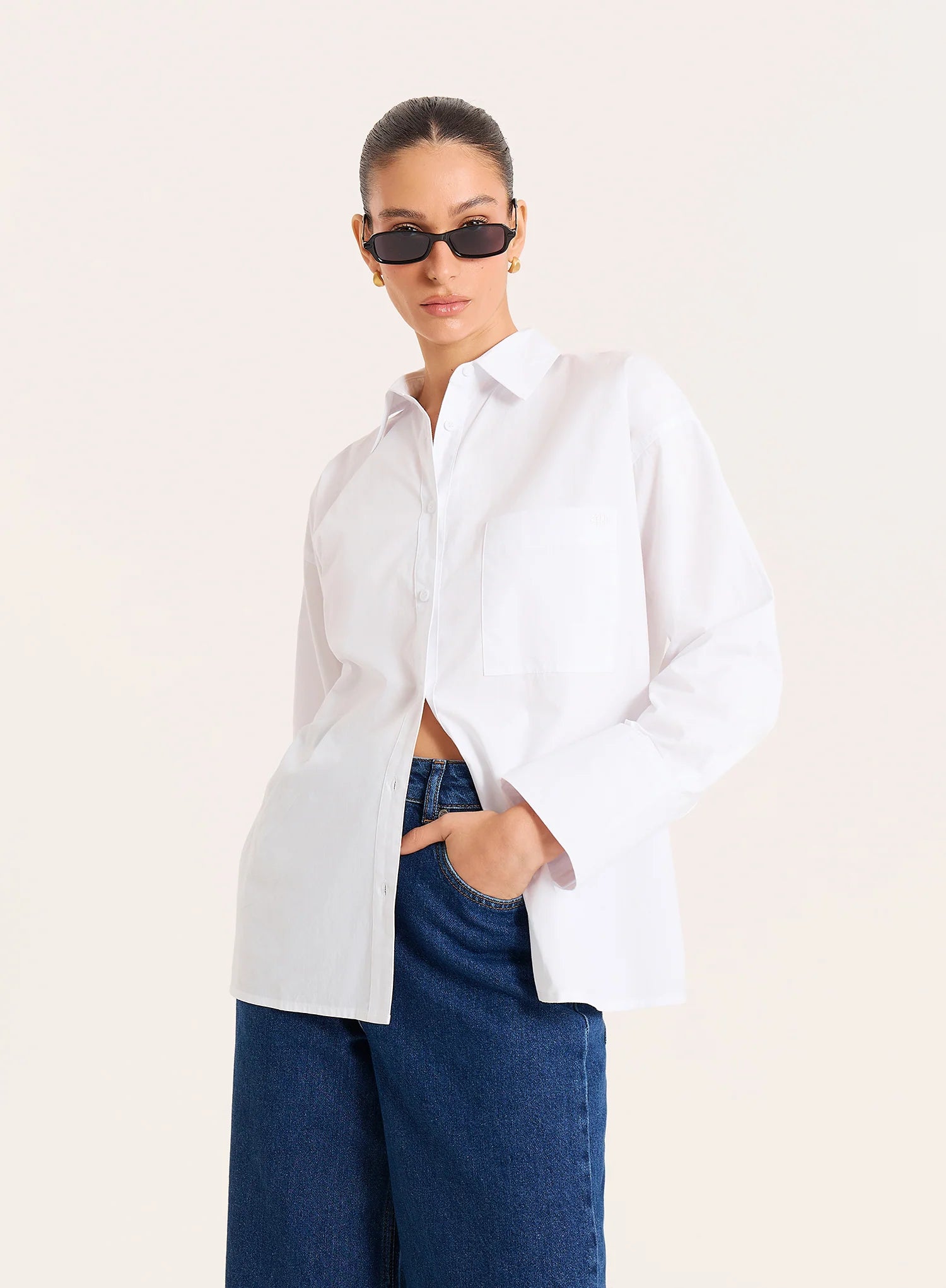 White Cotton Tie Back Detail Shirt
