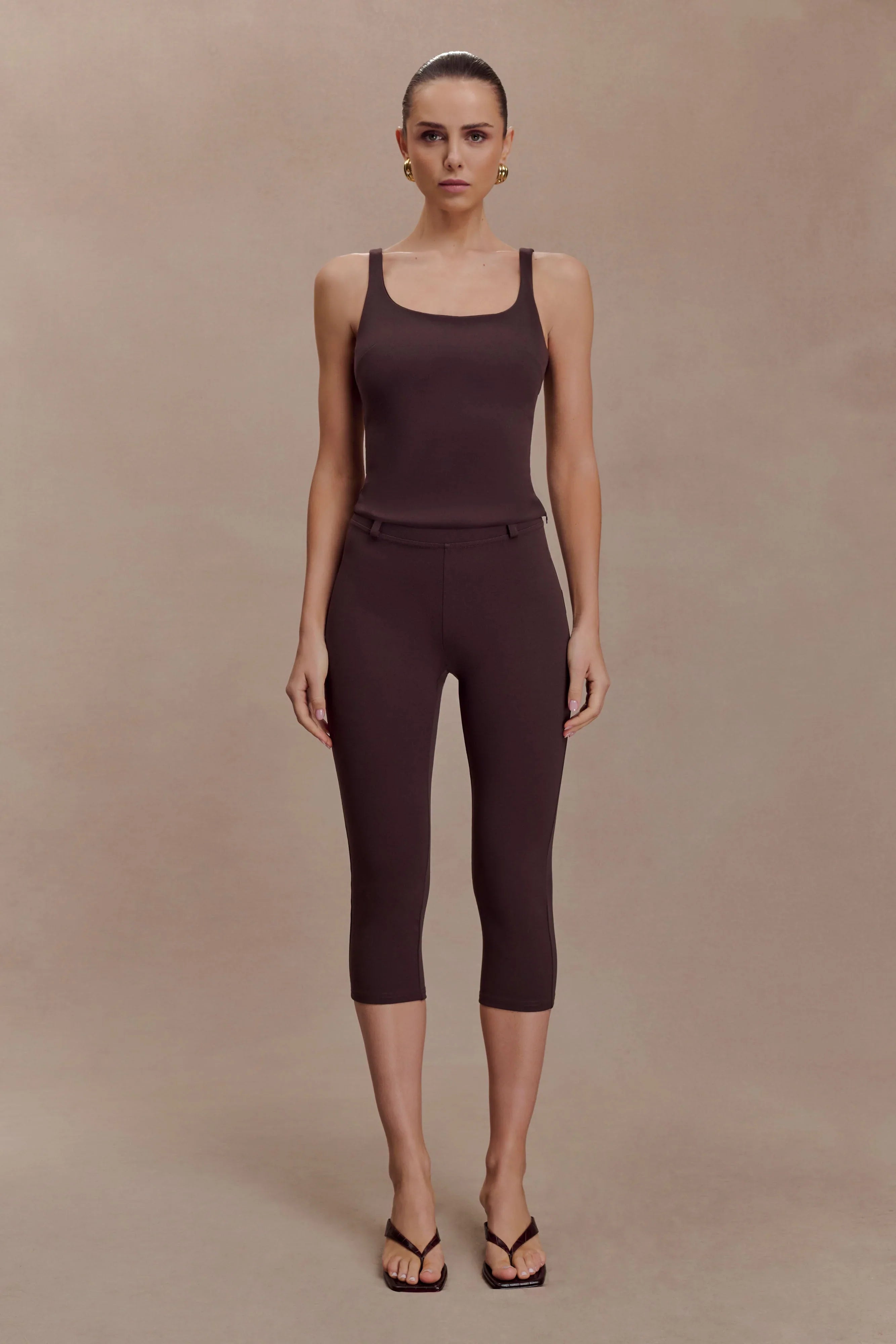 Blanca Stretch Crepe Cami Top Chocolate