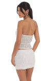 Fringe Sequin Skirt in White