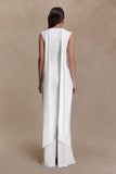 Wisteria Slinky Maxi Dress With Scarf White