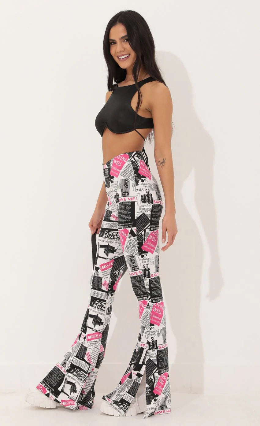 Pant in White Newsprint