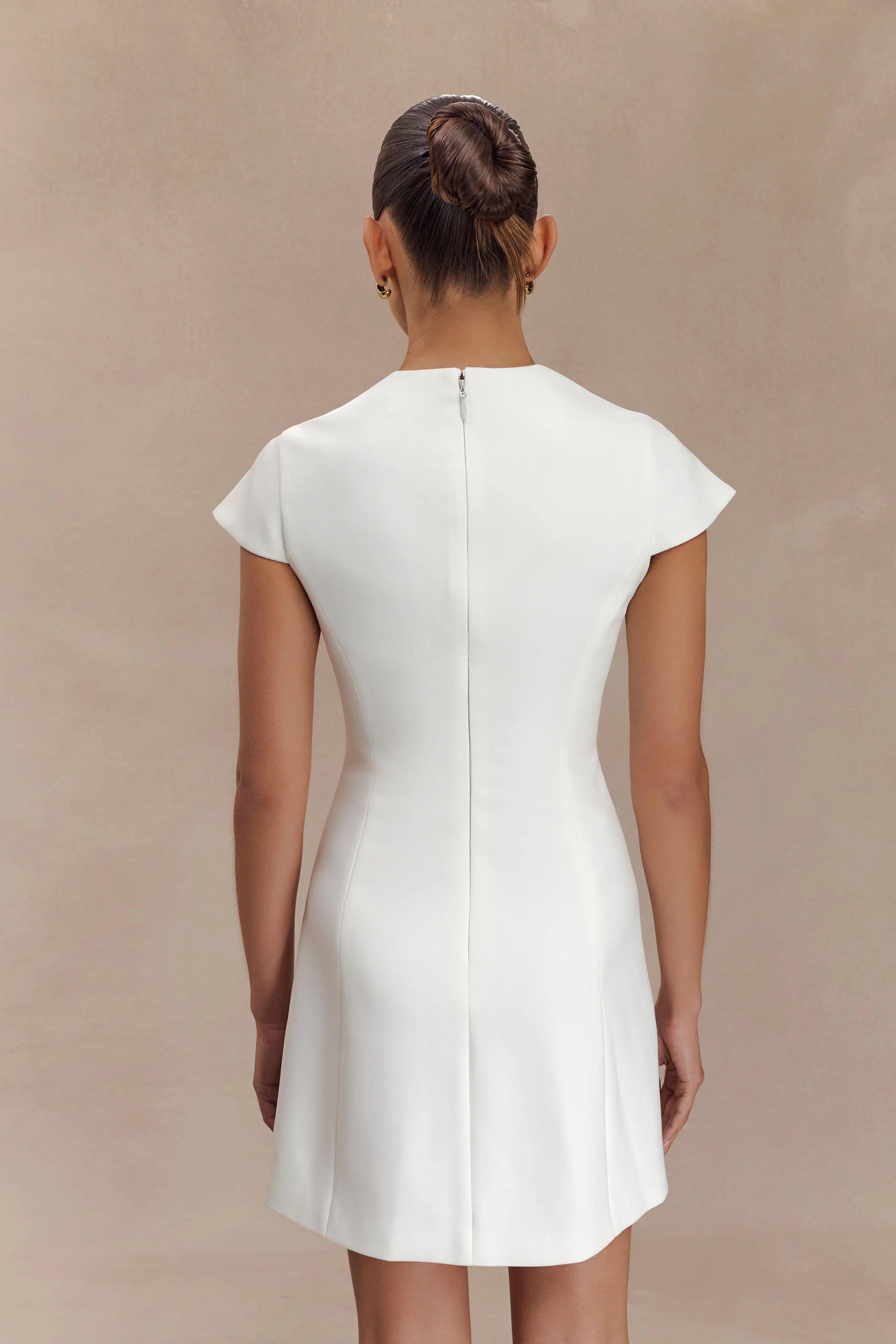 Remi Suiting Mini Dress With Floral Hardware White