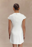 Remi Suiting Mini Dress With Floral Hardware White