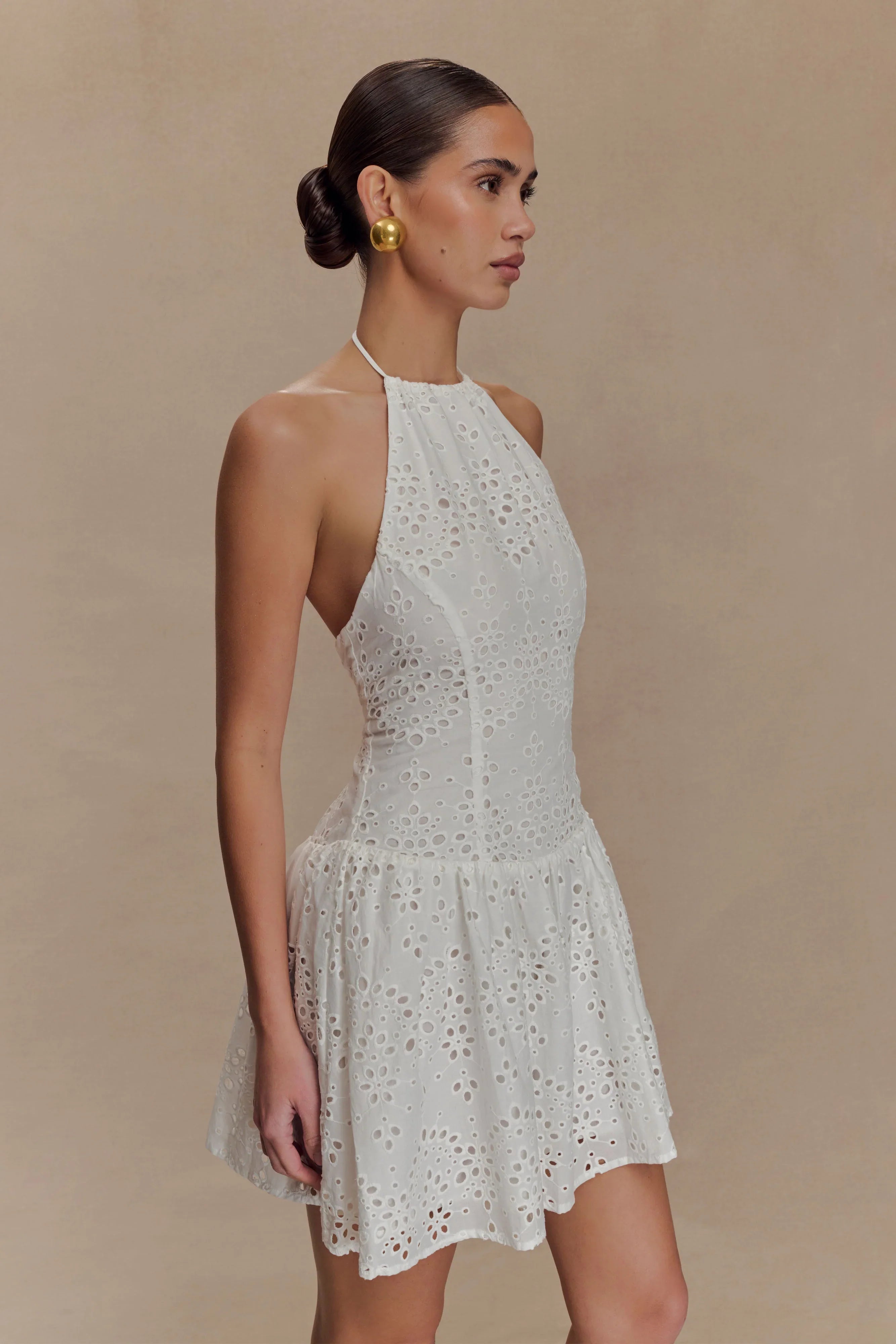 Carlina Broderie Mini Dress White