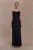 Lydia Cowl Neck Satin Maxi Dress Black