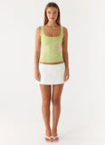 Michele Floral Top Lime