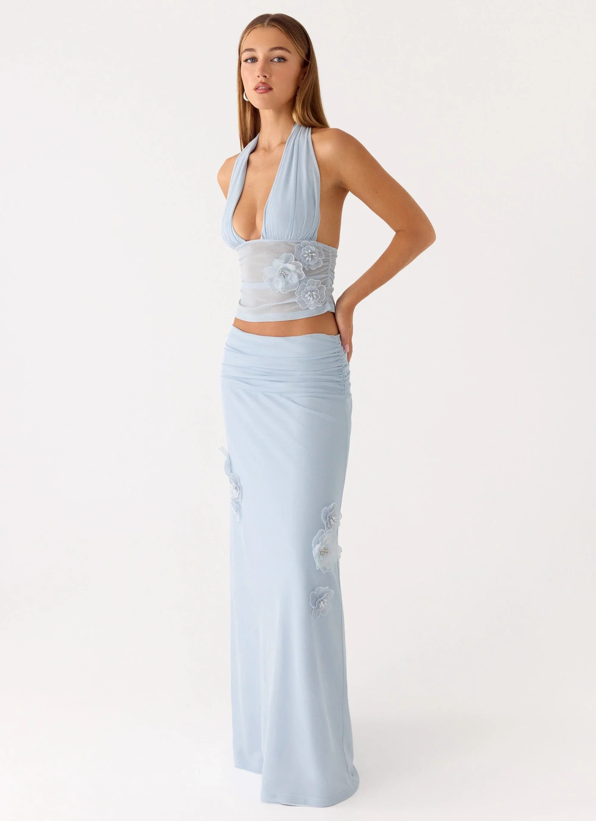 Fleur Power Maxi Skirt Blue