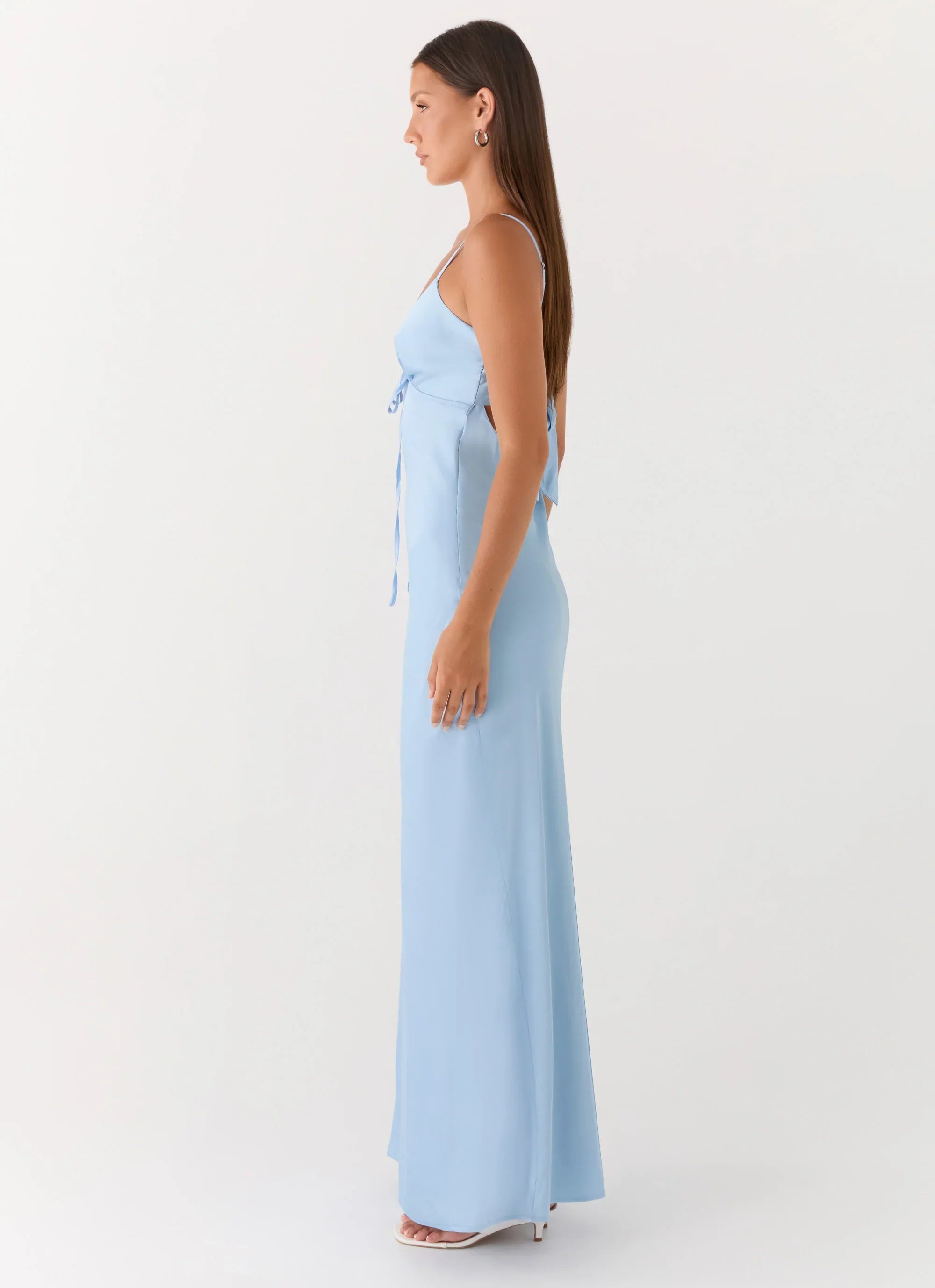 Flora Satin Maxi Dress Ice Blue