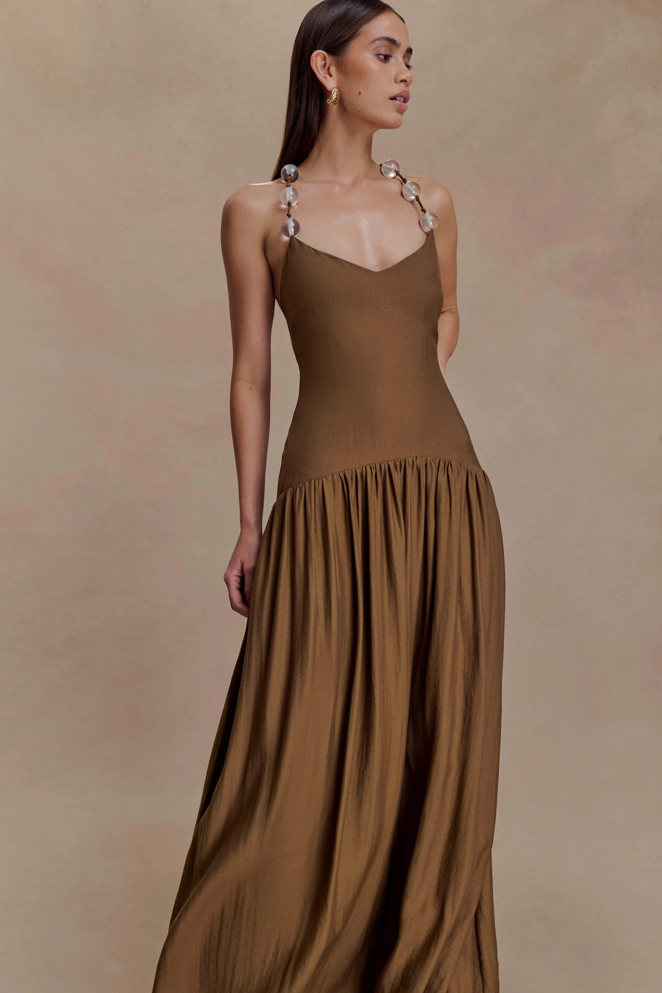 Darling Linen Maxi Dress Chocolate