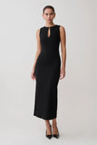 Norah Sleeveless Crepe Midi Dress Black