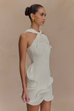 Caprice Halter Knit Mini Dress White