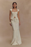Loretta Denim Maxi Skirt Ecru