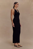 Ayella Cowl Knit Maxi Dress Black