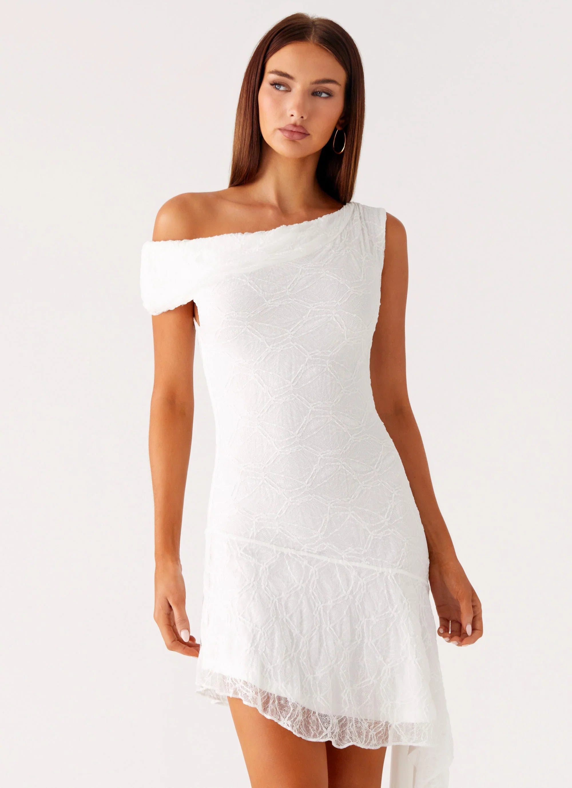 Rylee One Shoulder Midi Dress White