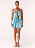Delight Me Beaded Low Rise Mini Skirt Blue