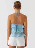Inna Frill Halter Top Aqua