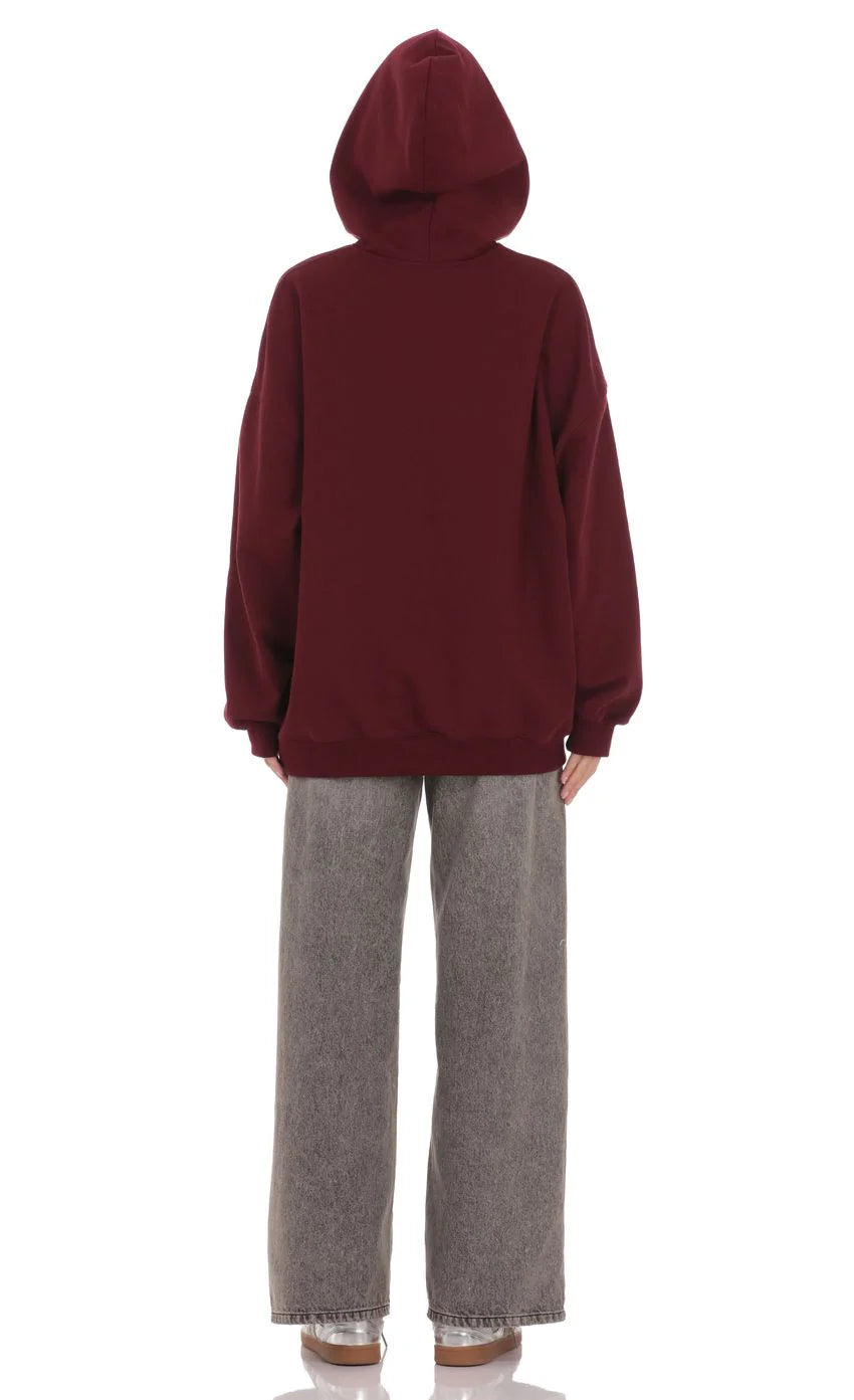 Oversized Lucy Hoodie in Burgundy