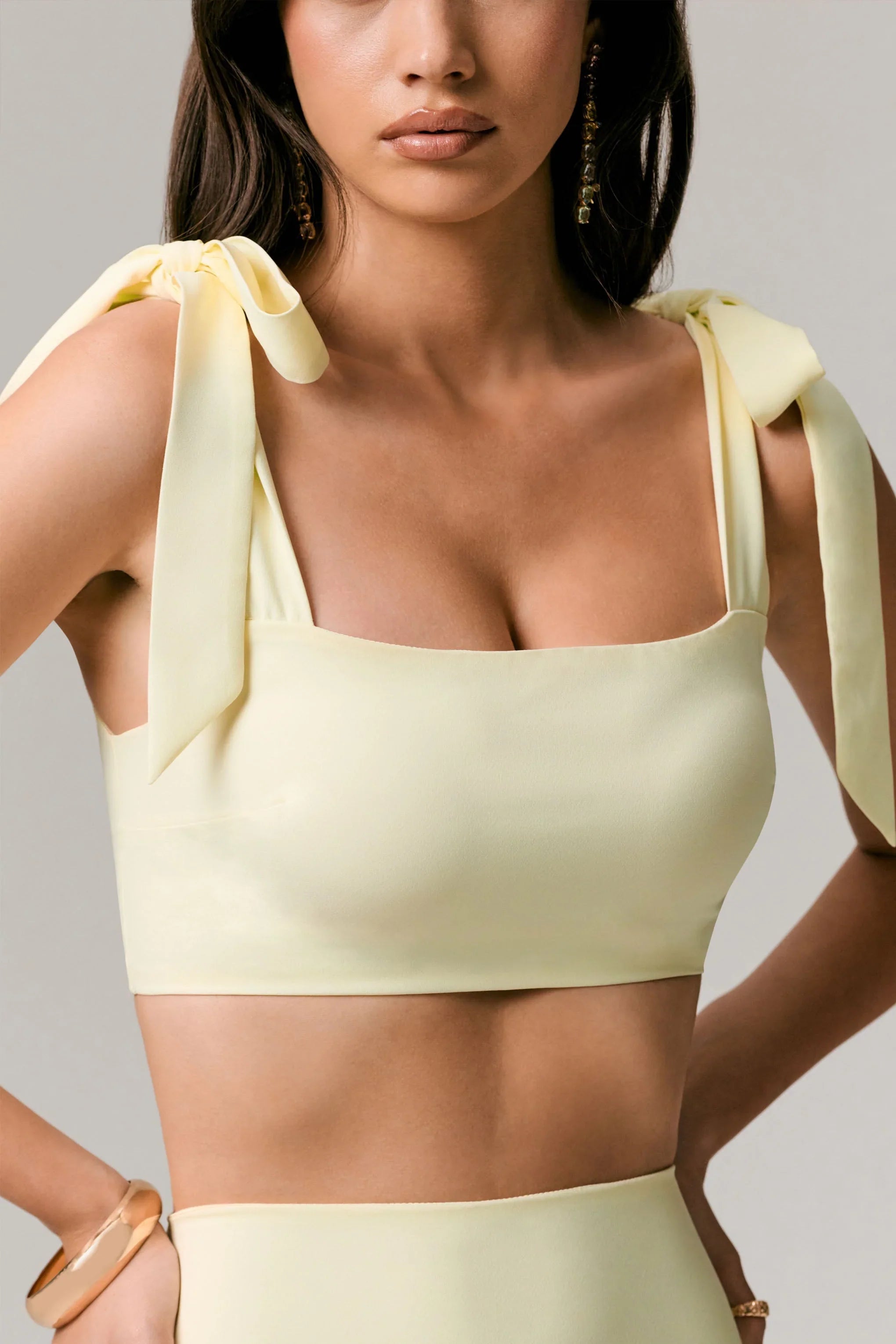 Elodie Lemon Tie Strap Crop Top