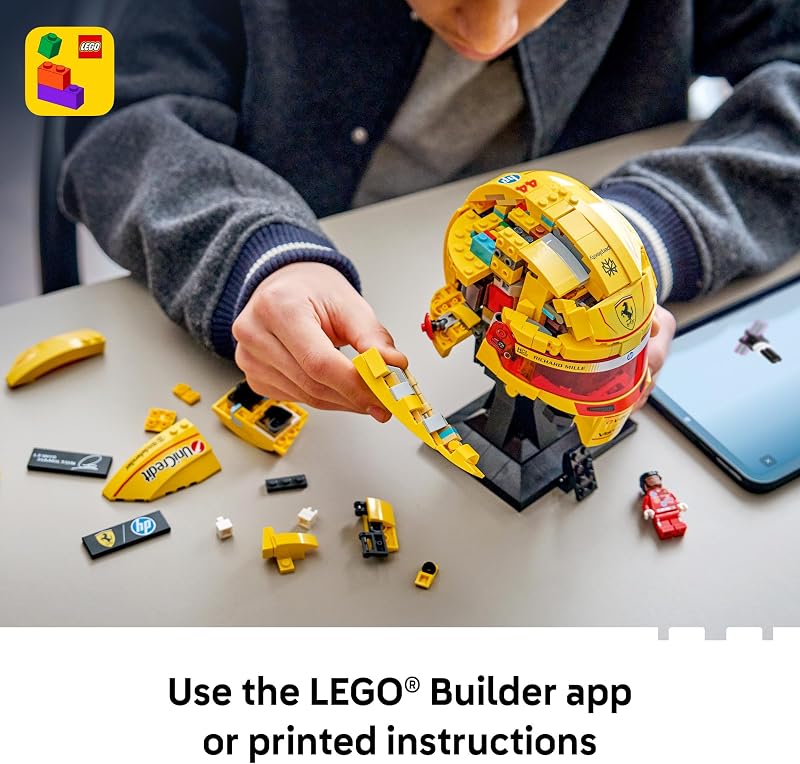 LEGO Editions Scuderia Ferrari HP Lewis Hamilton Helmet Building Set for Teens Ages 14 Collectible F1 Display Bedroom or Home Office Decor Gift for Racing Fans 43022