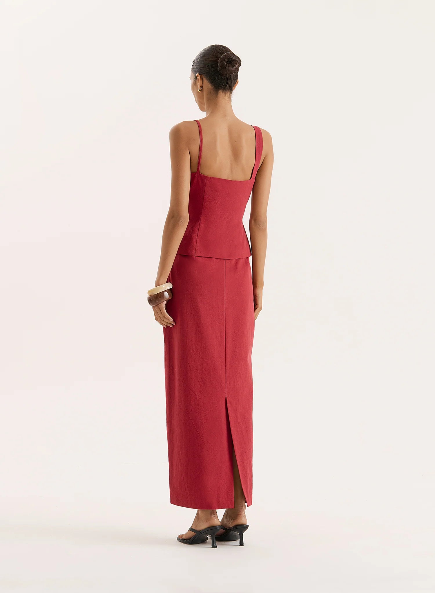 Rust Tailored Maxi Skirt