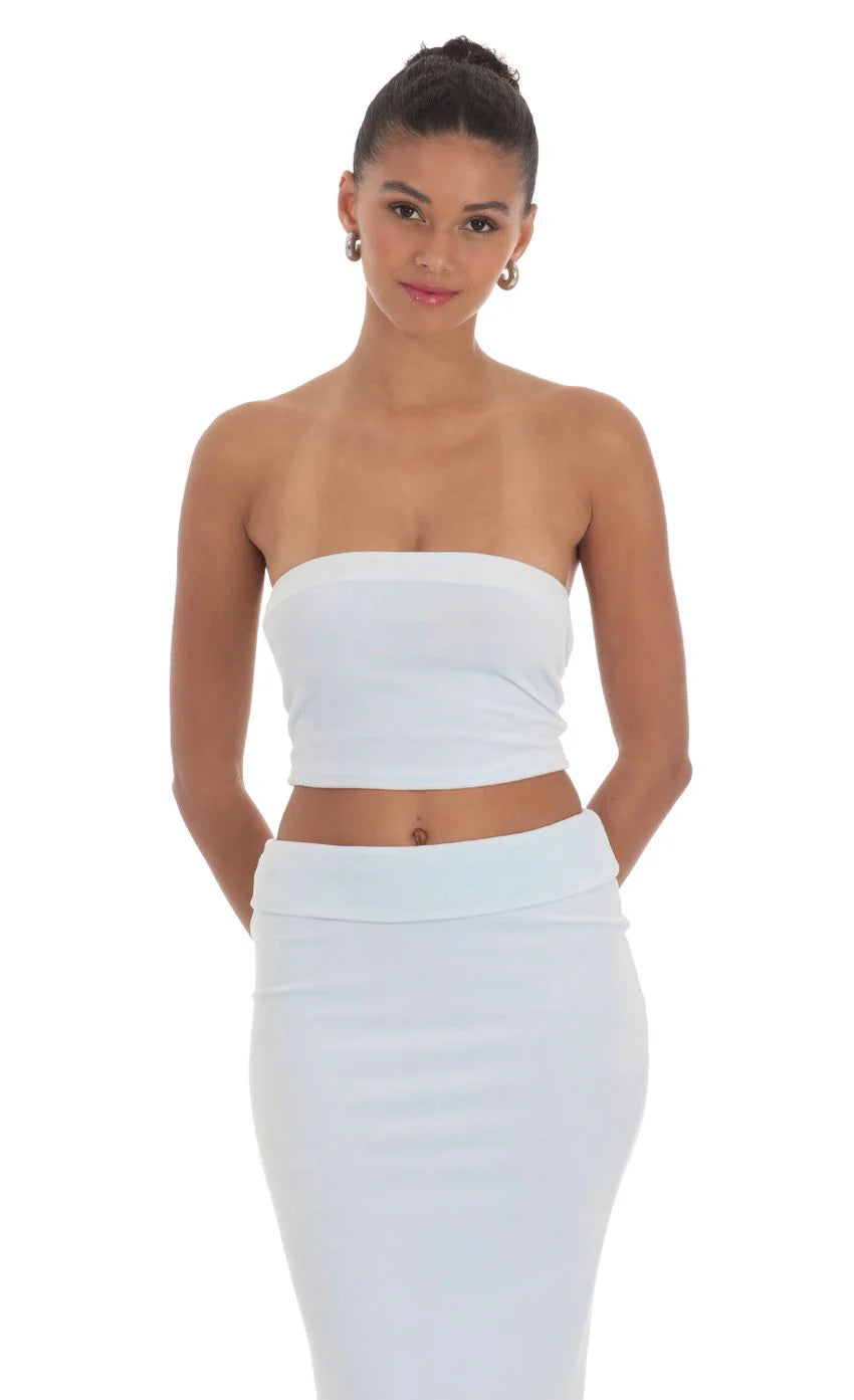 Velour Two Piece Set in Light Blue