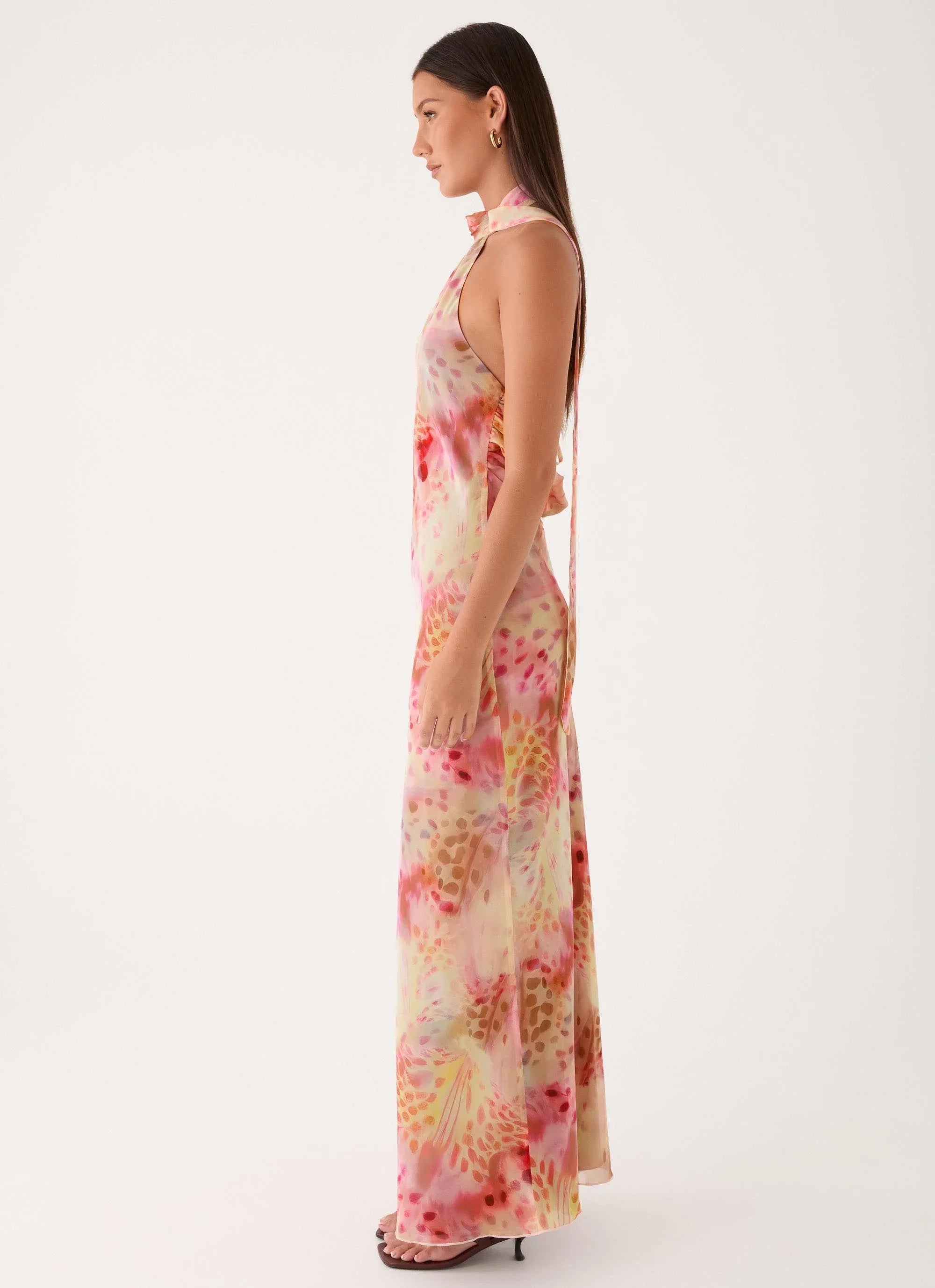 Keena Chiffon Scarf Maxi Dress Botanic Cheetah