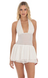 Dotted Halter Smocked Romper in White