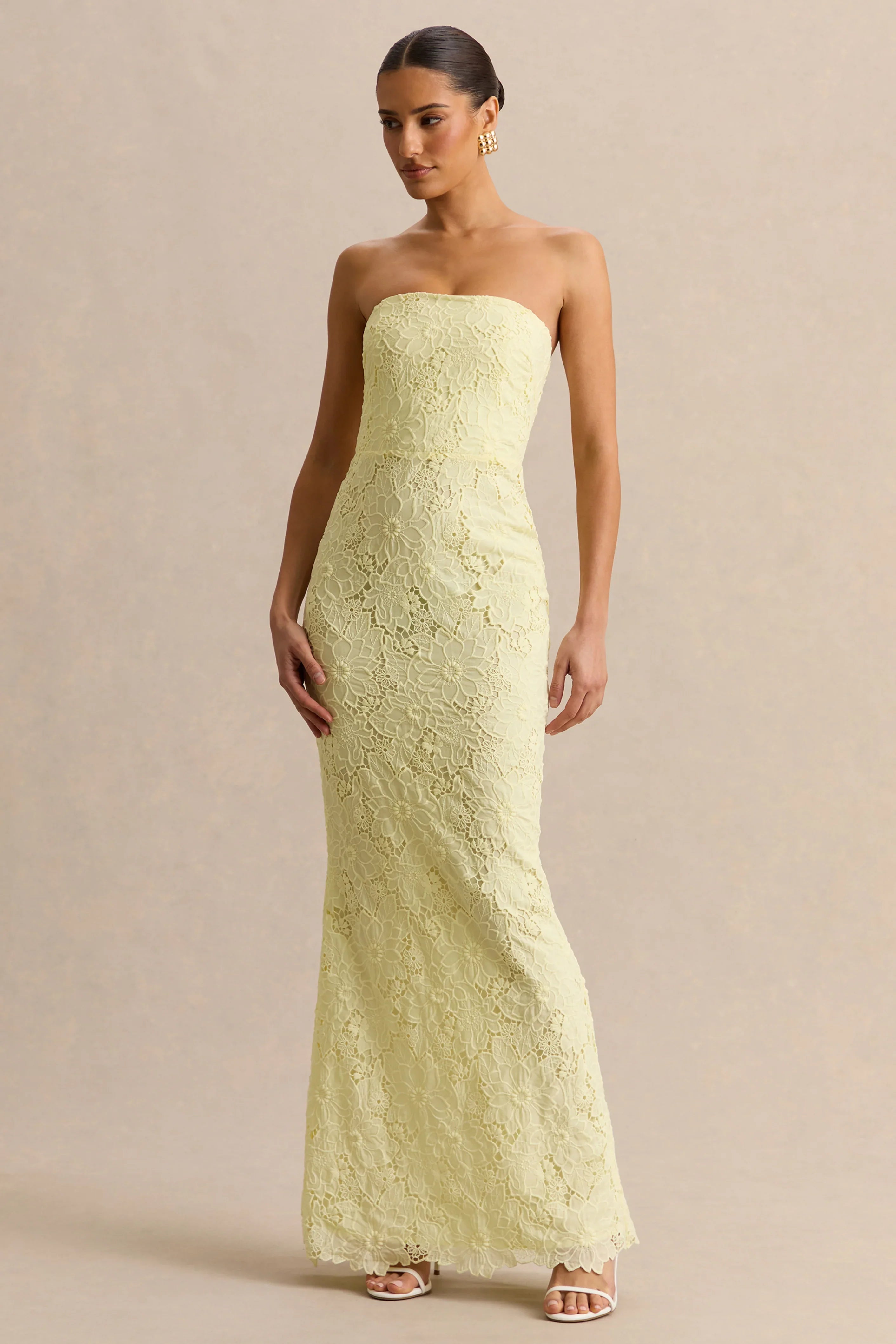 Suzie Lemon Lace Bandeau Maxi Dress