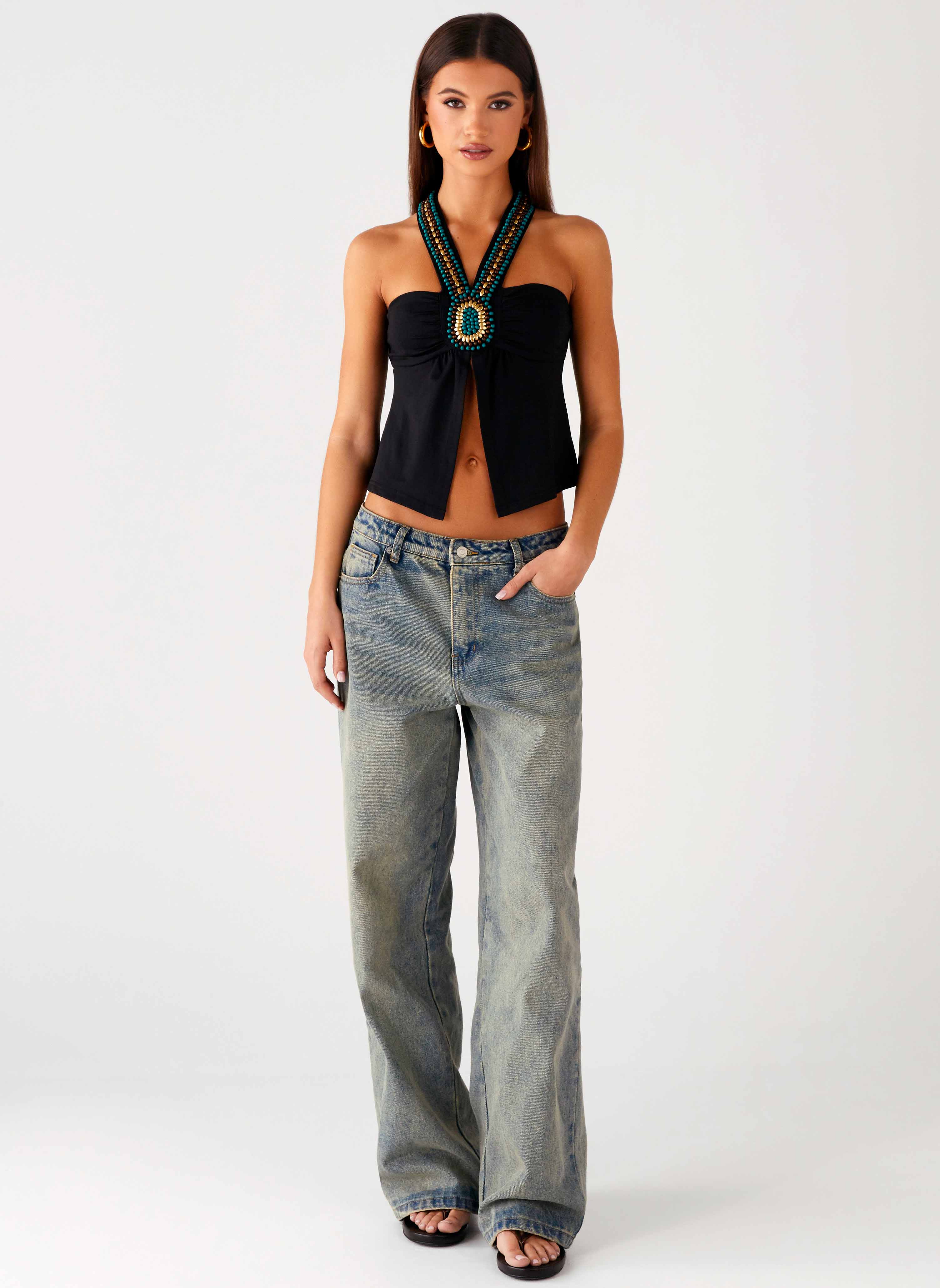Boheme Breeze Halter Top Black