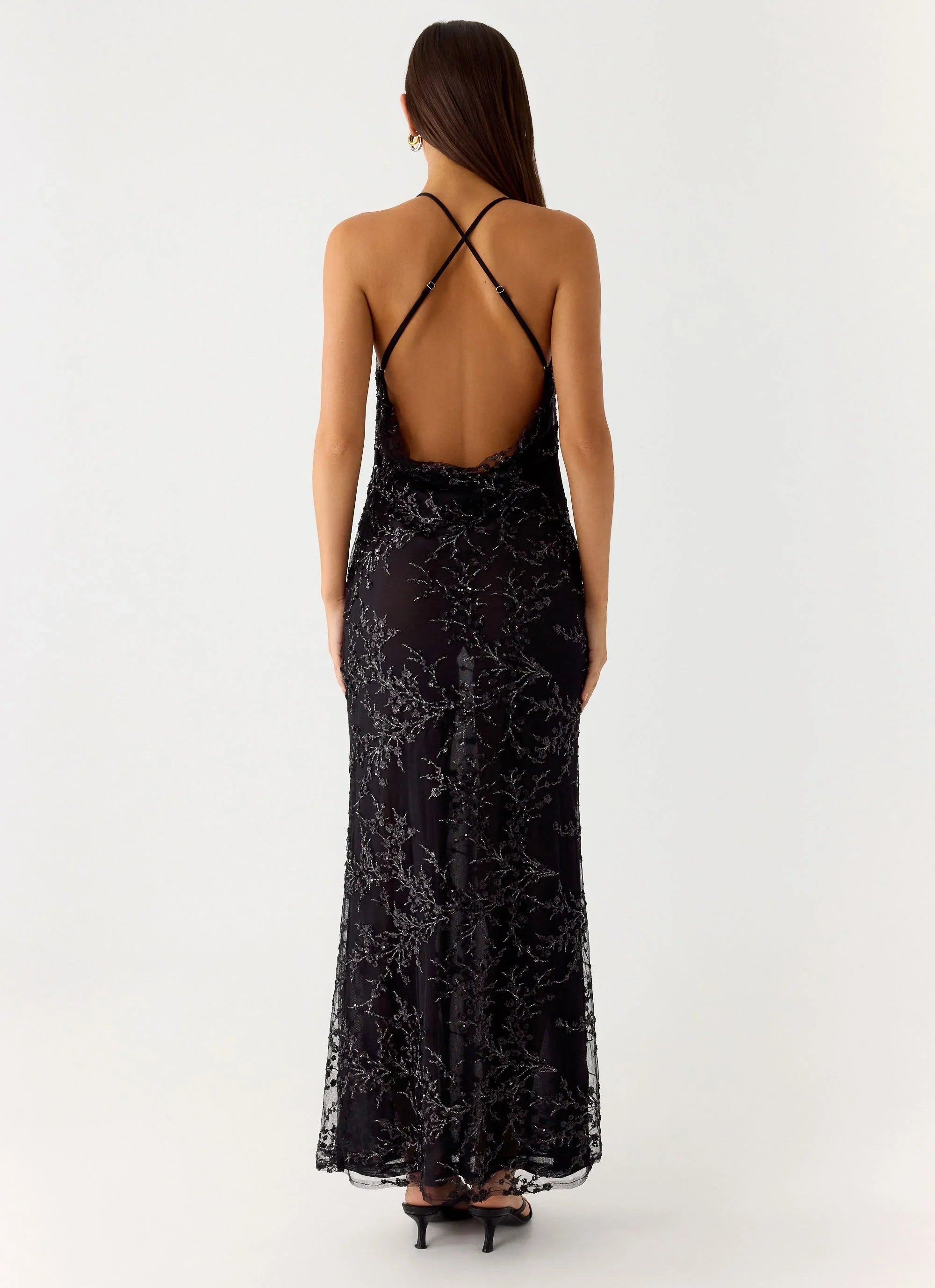 Mayim Sequin Maxi Dress Black