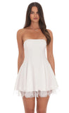 Strapless Mini Dress with Lace trim Hem
