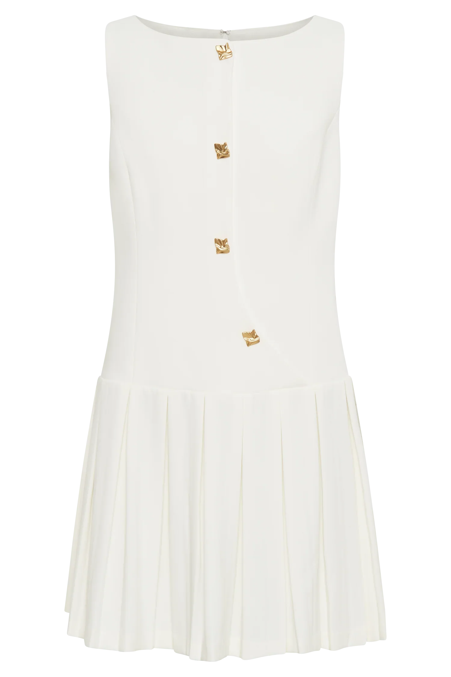 Mackenzie Sleeveless Pleated Mini Dress Ivory