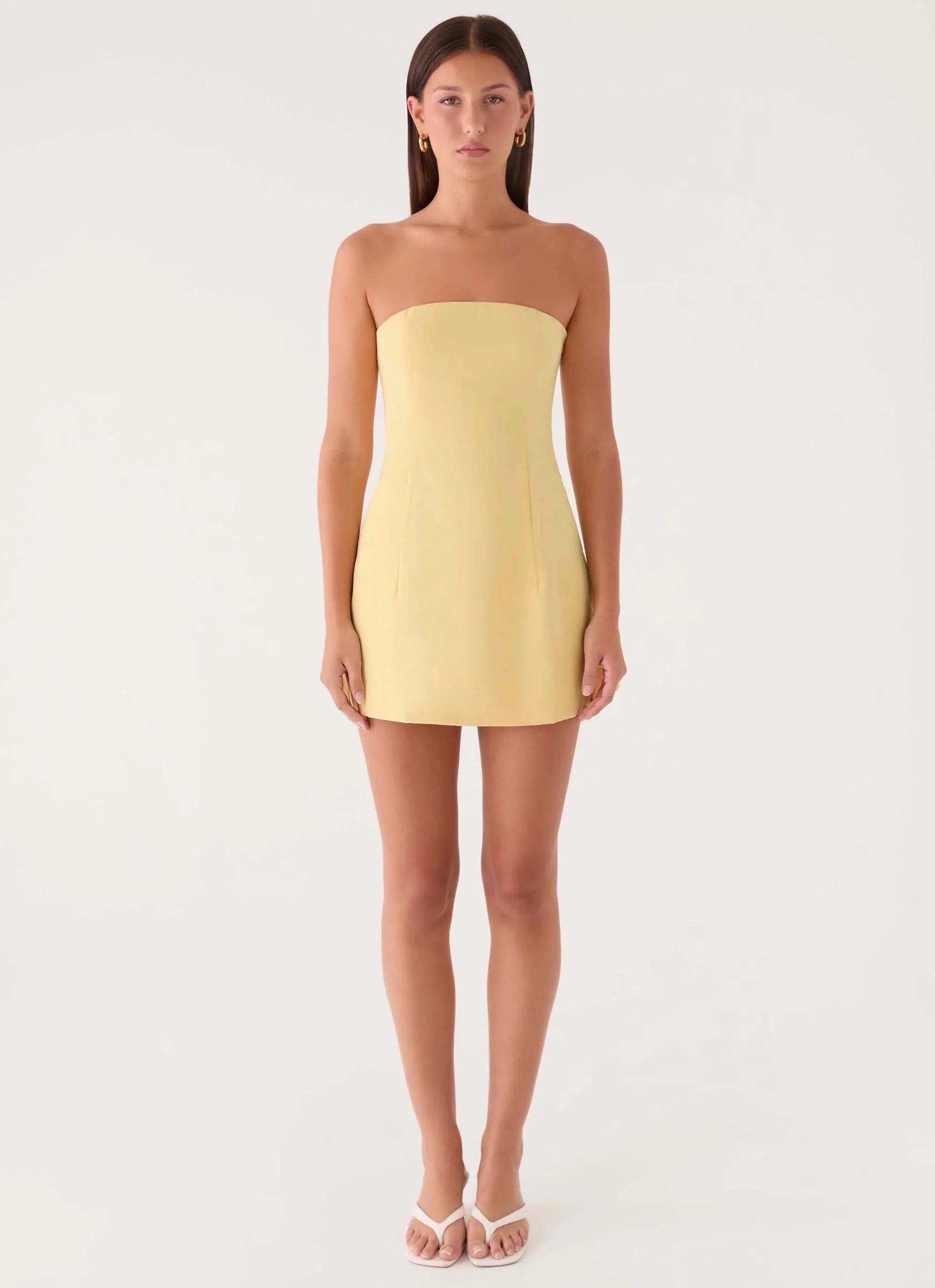 Della Strapless Mini Dress Yellow