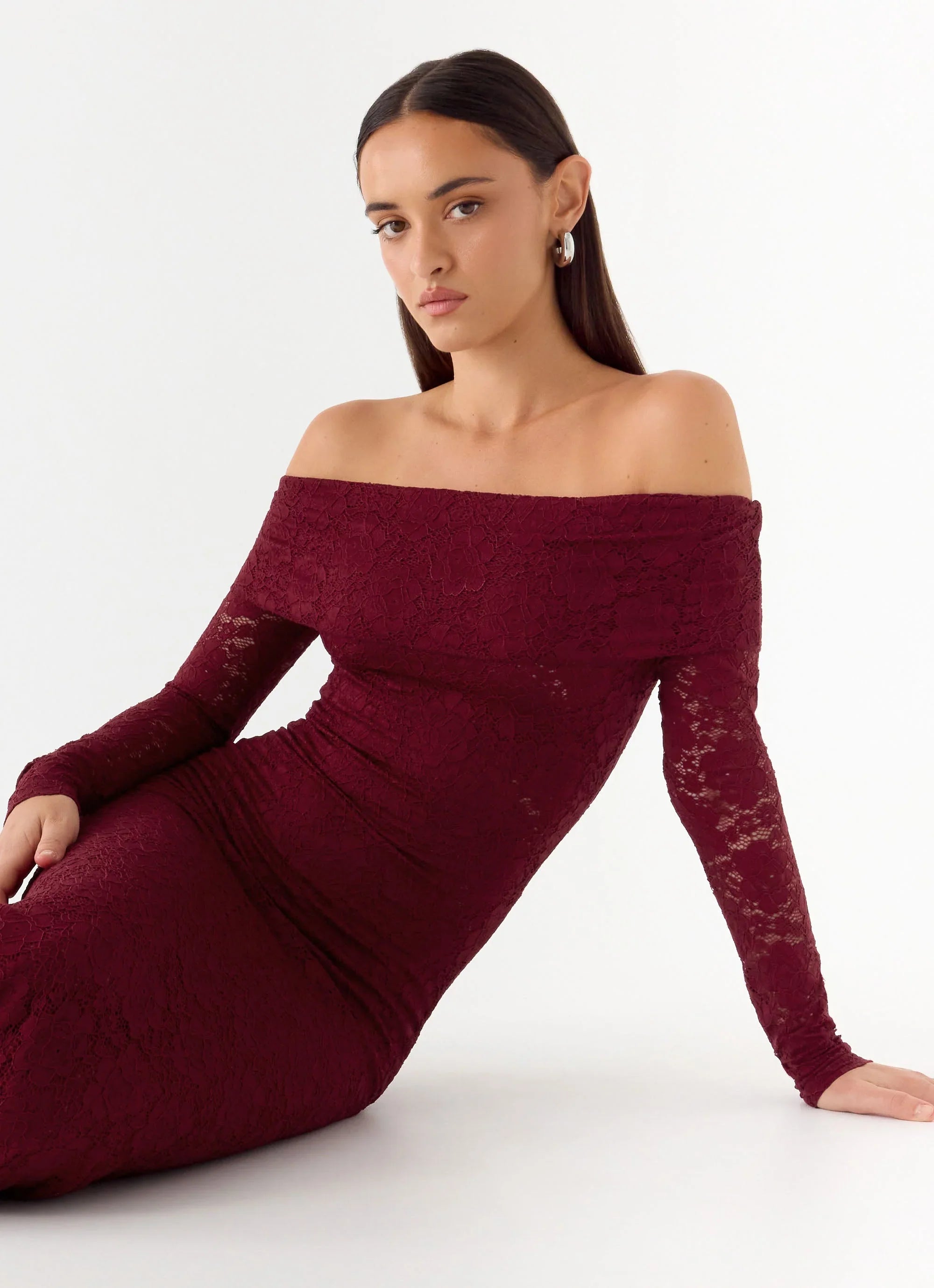 Yours Always Lace Maxi Dress Merlot