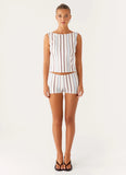 Suns Out Low Rise Mini Shorts Blue Stripe