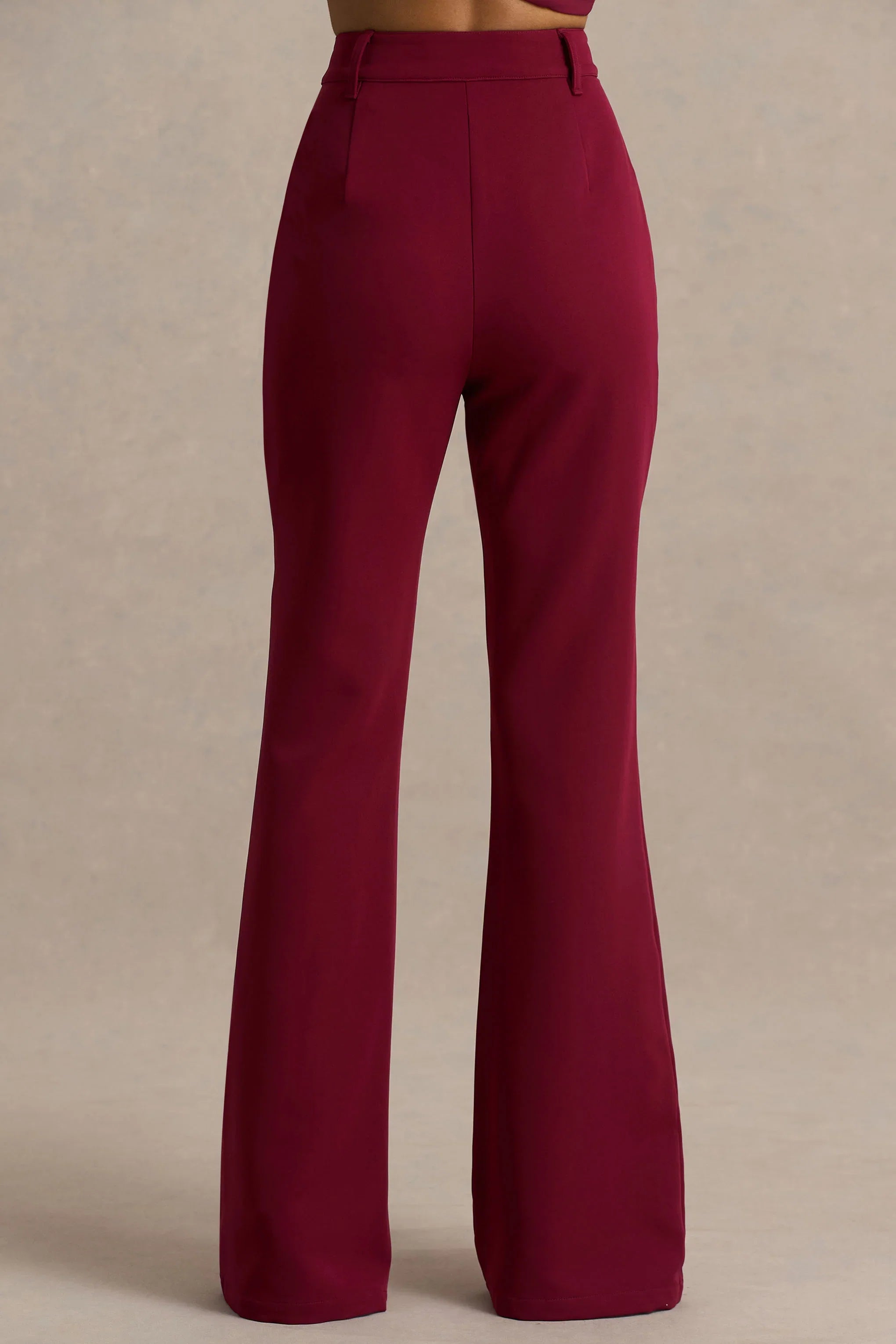 Carina Burgundy Flared Leg Tailored Trousers