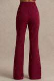 Carina Burgundy Flared Leg Tailored Trousers