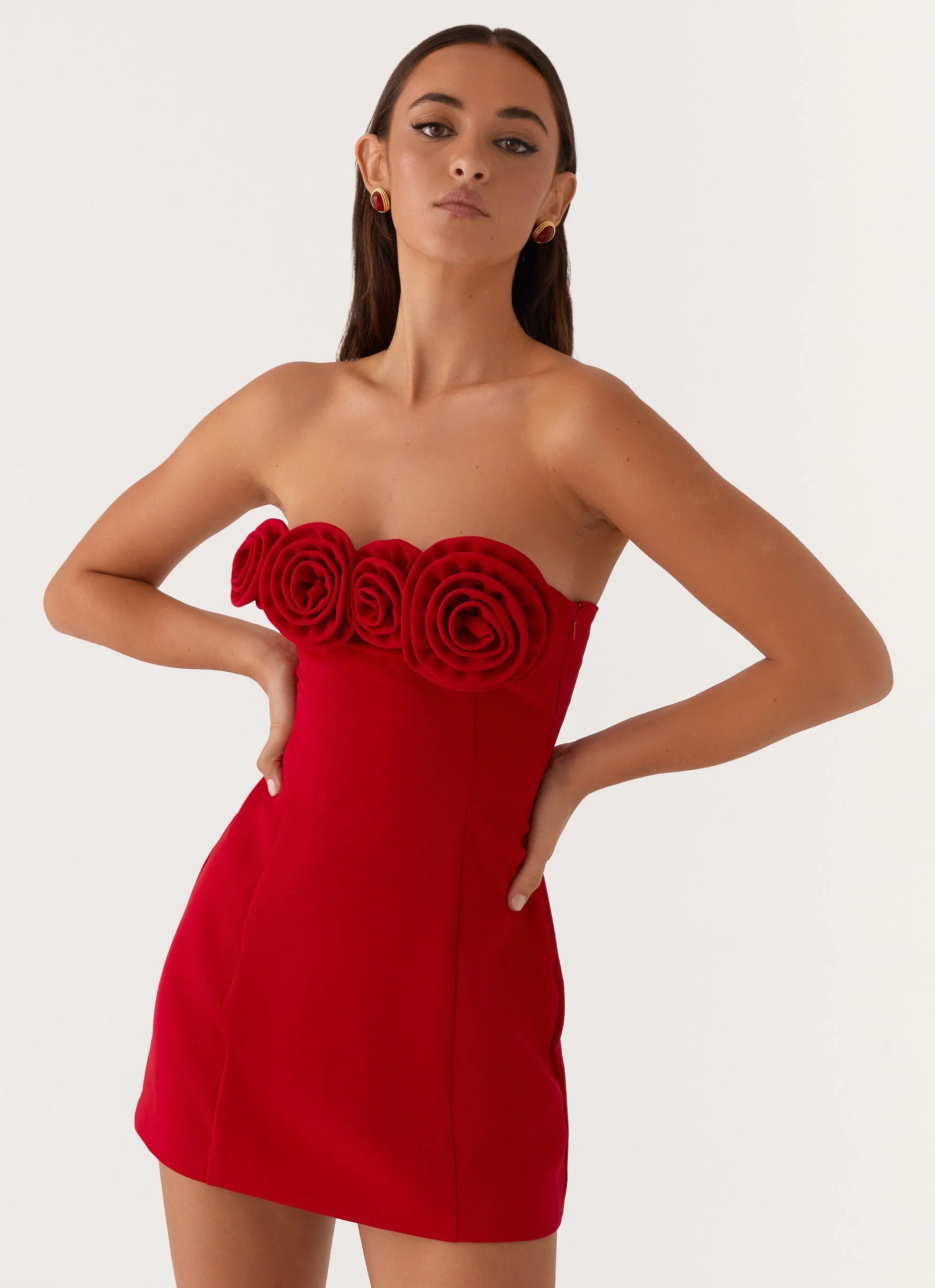 Patsie Strapless Mini Dress Red