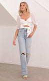 Aliah Puff Chiffon Wrap Top in White