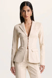 Unbeaten Cream Plunge Corset Waist Blazer