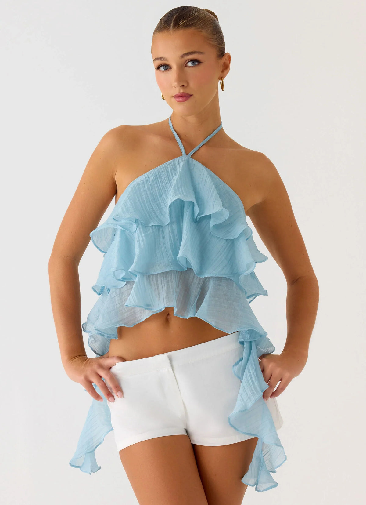 Inna Frill Halter Top Aqua