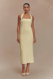 Amelita Suiting Halter Midi Dress Pale Lemon