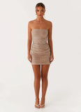 Hollywood Dream Rhinestone Mini Dress Silver Rhinestone