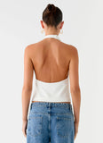 Zaylee Belt Cowl Top White