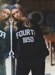 Black Velour Branded Classic Sweatshirt