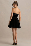 Mina Black Velvet And Satin Bandeau Skater Mini Dress