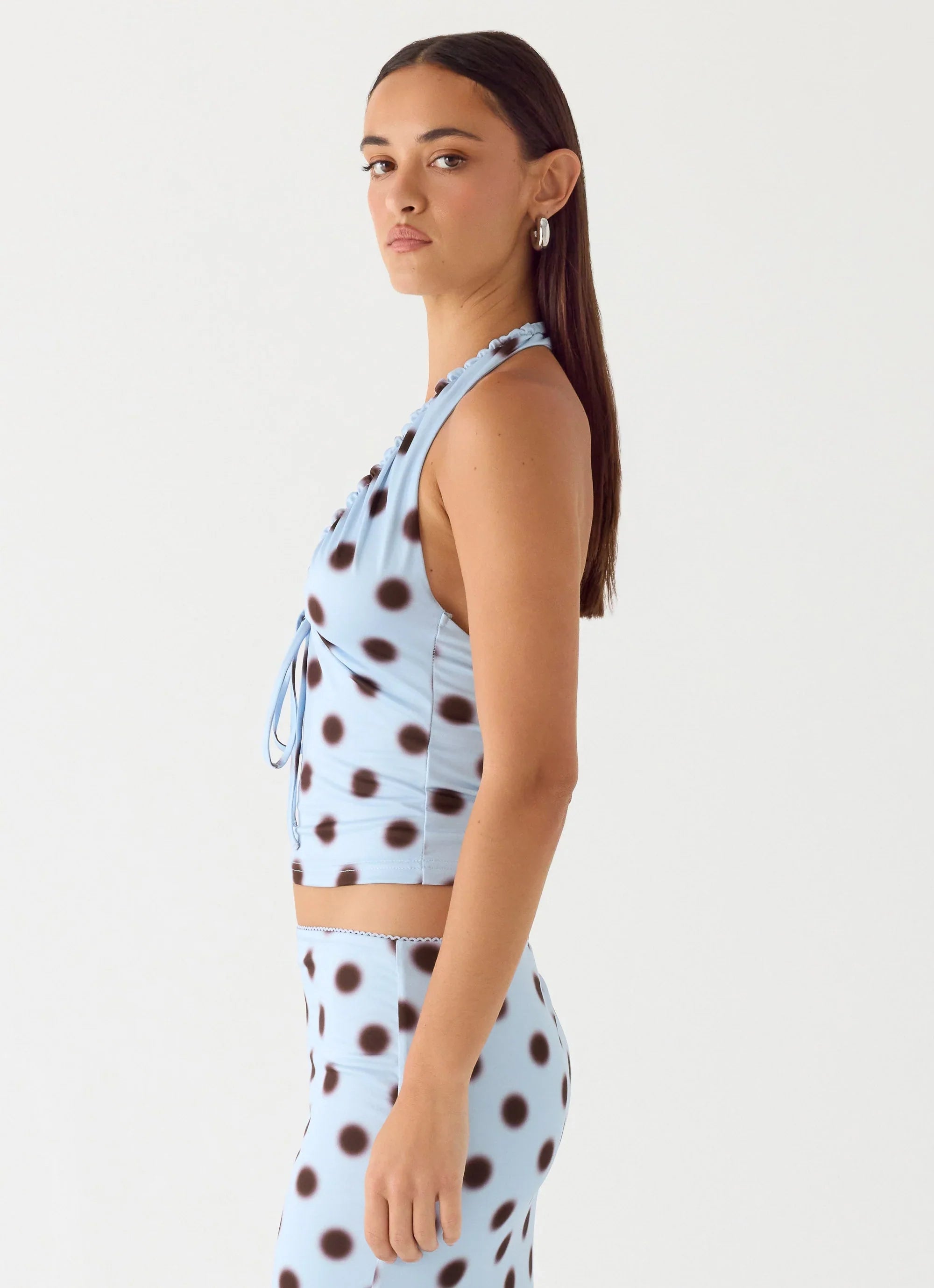 Ask You Twice Top Blue Mocha Dot