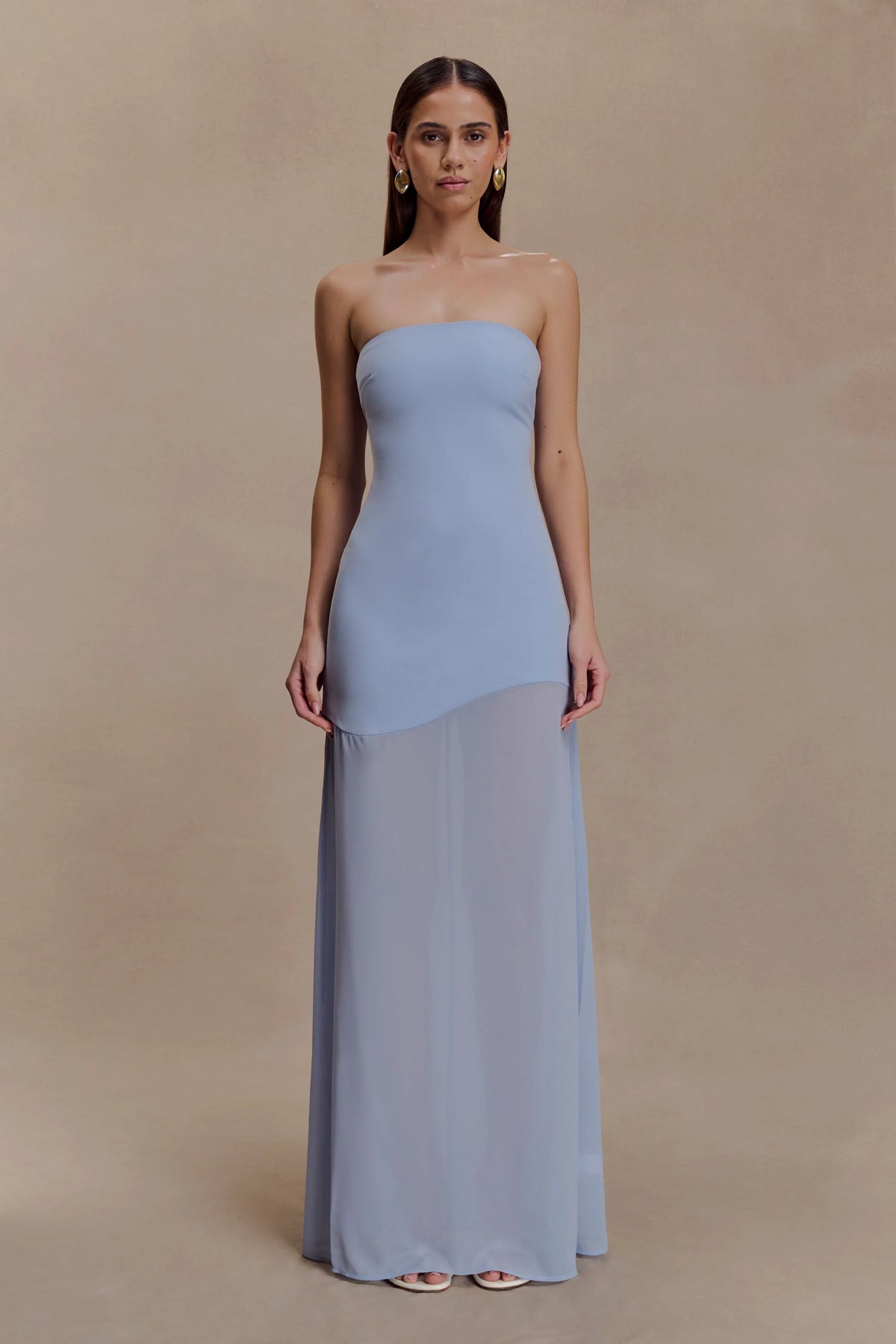 Mason Crepe And Chiffon Maxi Dress Powder Blue