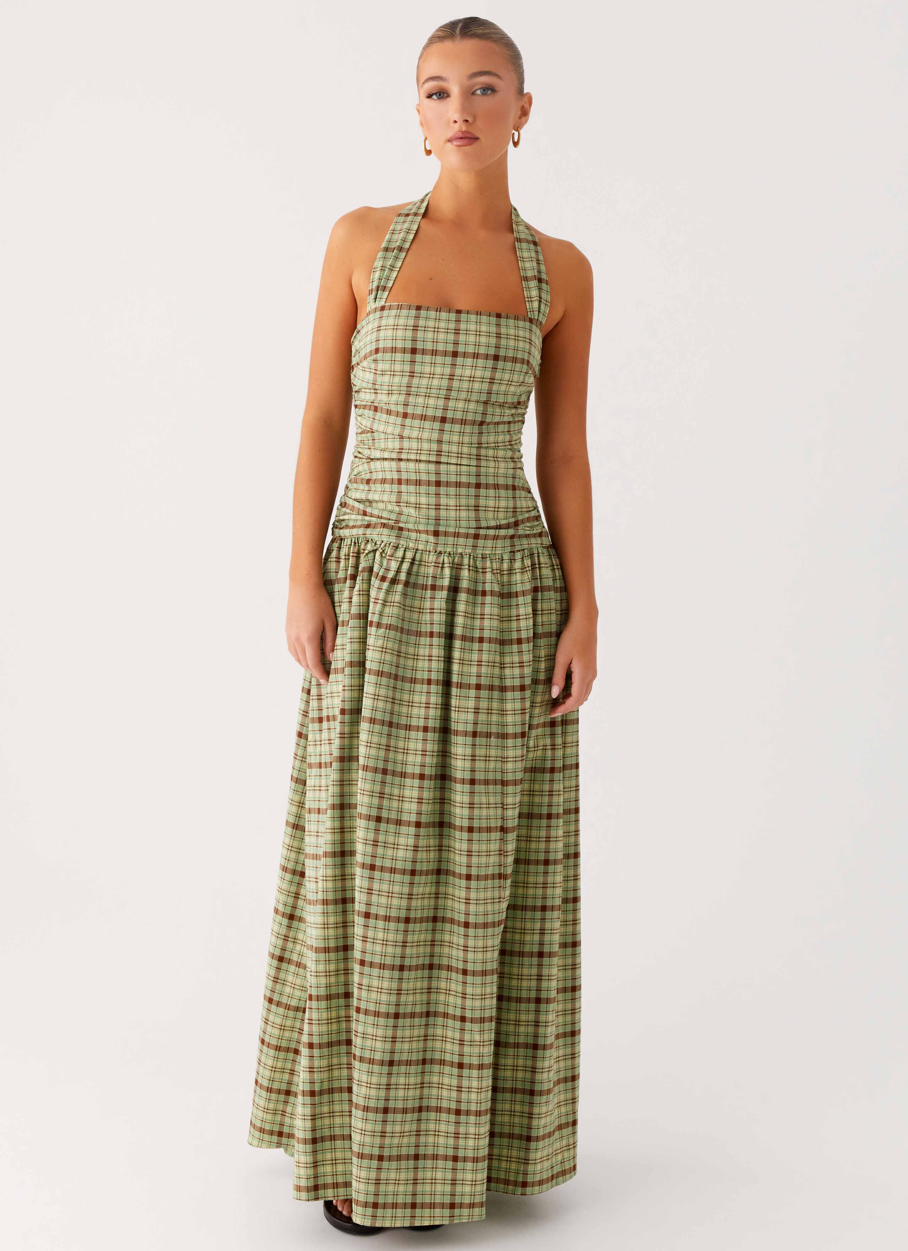 Lilith Maxi Dress Forest Plaid